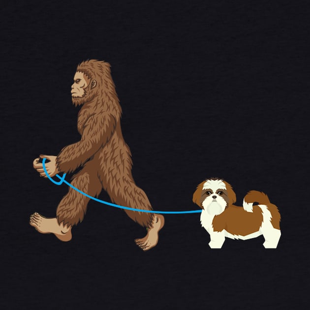 Bigfoot Dog Walk Shih Tzu - Sasquatch Dog Lovers by SkivingtonAllanss